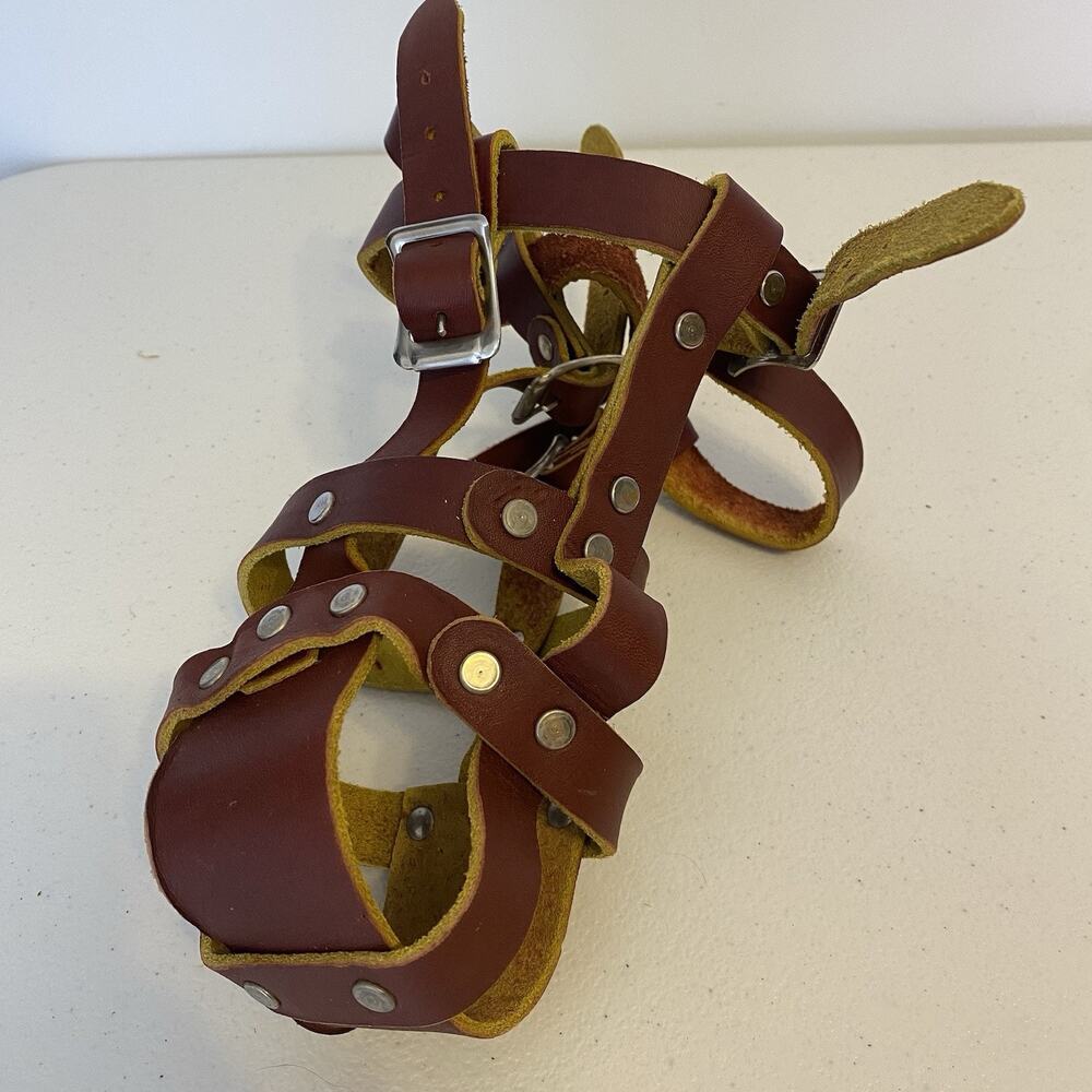 Vintage Leather Muzzle Medium Build Adjustable Made Of Thick Brown Leather
